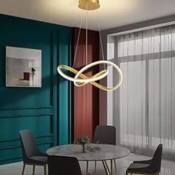 GENREE Golden Creative Modern LED Nordic Pendant Hanging Chandelier Hanging Ceiling with Height-Adjustable Pendant Light, Living Room, Bedroom, Dining Room Pendant Light-35