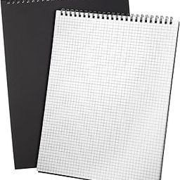 Engrowtic 2 Pack Top Spiral Graph Paper Notebooks 8.7 x11.4 Inch A4 Grid Paper Notepad 70 Sheet Memo Steno Pad for Engineering Writing Sketching Drawing School Office Supplies (Black)-image-1