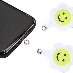 ONCRO® Pack of 2 Smiley Flower White Phone Tether Tab Lanyard Patch Without Adhesive Cell Replacement Pad Anti-Lost Hanging Mobile Safety Wrist Neck Strap Holder Accessory Secure Lightweight Flexible-image-77
