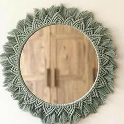Lachicraft | Macrame Round Mirror for Bedroom Decor Handmade Boho Wall Hanging Aaina for Make Up Dressing and Living Room Party Home Decoration, 17 X 17 Inches, 1 Piece,Style-39-A-image-111