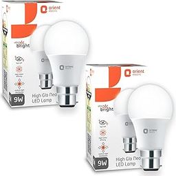 Orient Electric 9W High Glo LED bulb| 180-degree wide beam angle| Voltage surge protection up to 4 kV| 3000K, Warm White| B22d base| Made in India| Pack of 2-13