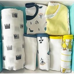 All in one Bamboo : Cotton Newborn Baby Essential Products, 0-6+ Months, Pack of 7, Multi Color, Gift Ideas for Baby Shower for Mom (Crown, Pack of 7)-image-69