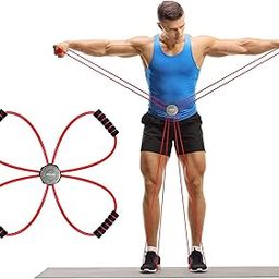 Strauss Whole Body Workout Resistance Tube | Ideal for Yoga, Gym, Home Workout | Premium Natural Latex, Lightweight, Soft & Comfortable Handle | 8 Shape Toning & Resistance Tube, (Red)-47