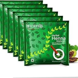 Richfeel Henna Mehendi 100g (Pack of 6) | 100% Natural Plant-Based Hair Color | Reduces Hair Fall, Improves Hair Health & Repairs from Root to Tip | Reddish-Brown Tint-12