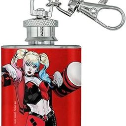 Harley Quinn Character Stainless Steel 1oz Mini Flask Key Chain-20