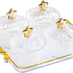 Dry Fruit Tray with Lid Snack Candy Dish for Living Room Holiday Dining Room Clear 4 Girds-image-32
