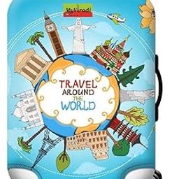 Trolley Printed Cover Luggage Bag Polyester | Trolley Bags | Suitcase | Travel | Protector | Printed | Washable| Anti-Scratch Blue (Blue, 68 CM)-picture-12