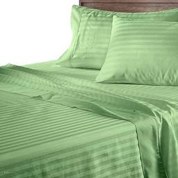 New LEAFPremium Cotton Solid/Stripe King Bedsheet with 2 King Size Pillow Covers | Double Bed with 210 TC Pure Cotton | Size - King Size 90x100 inches - Parrot-9