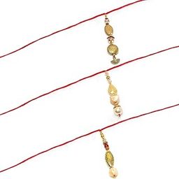 Silver-Plated Multicolor Pear Wtih Lumba for Bhabhi & Evil Eye Combo Rakhi Bracelet Set of 3 Rakhi-image-21