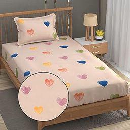 FRESH FROM LOOM Floral Print 240 TC Single Bed Bedsheet - Microfiber, Anti Fade, 1 Pillow Covers (Size- 60 x 90 Inch | Heart-Brown)-image-74