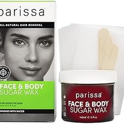 Parissa Face & Body Sugar Wax for Sensitive Skin, 100% Natural Hair Removal with Gentle & Washable Formula, At-Home Waxing Kit - 140ml Chamomile Sugar Wax, 20 Epilation Strips, 3 Wooden Spatulas-image-41