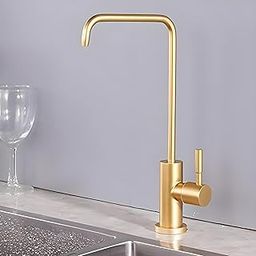 InArt Drinking Water Faucet for Kitchen Sink - Stainless Steel, Brushed Gold Finish, 360 Swivel, Non-Air Gap RO Faucet with 2-Year Warranty SS304, 360° Swivel Square-image-22