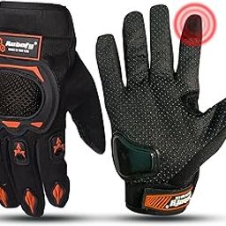 Autofy FANTOM Bike Riding Gloves TPR Knuckle Protection Touchscreen Compatible Palm Protection Padding Hand Gloves for Bike - Bike Gloves Men Bike Accessories Washable Fabric (Size: M, Orange & Black)-0