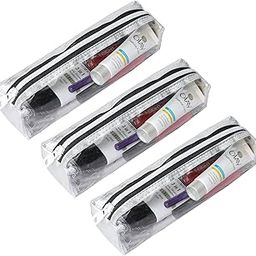Kuber Industries PVC Pack of 3 Travel Storage Pouch | Multi Utility Stationery Pouch | Lightweight Transparent Storage Pouch | Portable Makeup Pouch | Multi-Purpose Travel Pouch | Silver-image-4