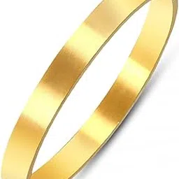 saizen Rhodium Plated Plain Silver Stainless Steel Classic Designer Kada for Unisex-picture-0