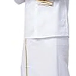 ramraj cotton RAMRAJ COTTTON pure cotton full sleeve shirt and jari border dhoti for men with Towel-picture-47