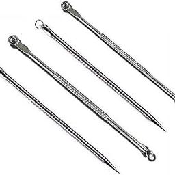 Elecsera Stainless Steel Blackhead Remover Needle Two Round & Two Pointed Tip (Pack Of 4)-13