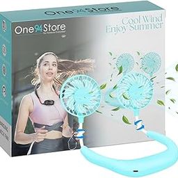 One94Store Portable Neck Fan – 1200mAh USB Rechargeable, 3-Mode, 7-Blade, Hands-Free Wearable Cooling Fan, Up to 3 Hours Use for Travel, Office, Outdoor, Sports & Home (Blue)-12