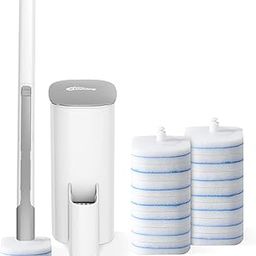 oshang Disposable Toilet Brush - Toilet Bowl Cleaner, Toilet Cleaning Supplies, Toilet Brush with Holder, 14 Refills for Deep Cleaning and Hygienic Bathroom Maintenance-image-4
