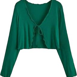 Casual Multicolor Solid Full Sleeve Front Tie Shrug for Women (in, Alpha, S, Green)-23