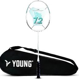Young Dragonfly Superlite (72g, Hyper-Light) 30 LBS | UHM Japanese Carbon Fibre | Lightweight & Super-Speed | Nanotech Frame | Head Heavy Unstrung Graphite Badminton Racket with Full Cover (White)-30