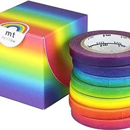 mt Washi Masking Tape, 6 mm x 10 mtrs Shade - Rainbow, (Set of 7)-2