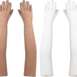 UV Sun Protection Hand Gloves Breathable Material Elbow Length Combed Cotton Lightweight Soft Long Winter Summer Driving Gloves For Women’s/Girls -Free Size - Pack 2-image-37