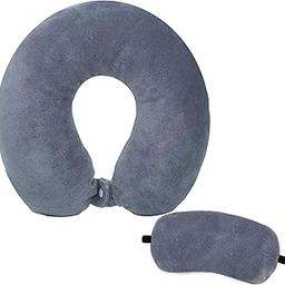 Nitsha Velvet Neck Pillow Eye Mask - Combo Airline Travel Neck Pillow Sleeping Pillow (Grey)-image-31