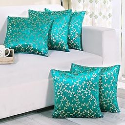RD TREND Velvet Cushion Covers, 40 x 40 cm/16 x 16 inches, Pack of 5,250 TC, Side Zipper (Sea Green)-image-97