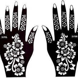 Ivana's Heena Mehandi Tatto Stencil Set for | Hand | Body | Fingure | Face | Heena Art Temporary Tatto for Kids, Girls & Women, Design - NIV-32, Black, M-image-33