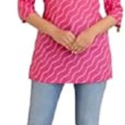 Women Lehriya Print Trending Designer Cotton Fabric Short Kurti Top for Girls-image-54