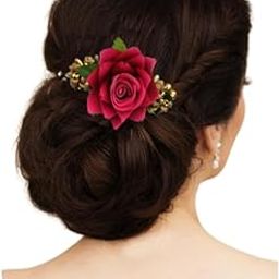 Hair Flare 1 Rose Comb Slide Hair Pin, Hair Accessories for Women, Hair Juda Bun Accessories (Dark Pink) 1941, Pack of 1-image-58