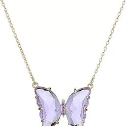 Charming Gold Plated Purple Crystal Butterfly Pendant Necklace For Women and Girls-image-18