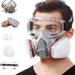 JEWOSTER Set Respirator with Filters and Goggle Activated Carbon Mask Gas Mask Paint Respirator for Epoxy Resin, Wall Painting, Welding, Polishing, Spraying, Mold Removal-picture-16