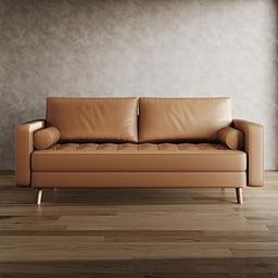 Bridgeview 70" Vegan Leather Square Arm 3 Seater Sofa Three Seater Sofa for Living Room Guest Room Hotels Office (Brown)-image-77