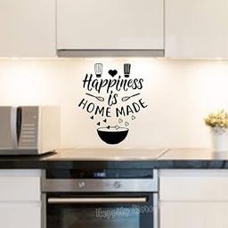 VVWV Happiness is Home Made Wall Stickers for Kitchen Home Decoration Hotel Restaurant Bakery Cafe Vinyl Black Decals Adhesive Sticker L x H 50 cm x 60 cm-image-14