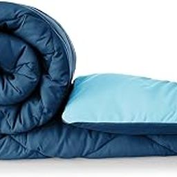 BSB HOME 220 GSM Solid Plain Reversible Summer Microfiber AC Comforter/Duvet| All Season Single Size 3 Layered Quilted Blanket for Single Bed (220 cm x 152 cm, Ocean Blue Grey)-18
