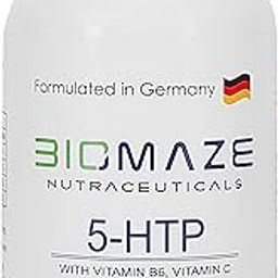 Biomaze Nutraceuticals 5-HTP Supplement 200 mg - Drug Free, Sleep Aid, Mood Boost, Promotes Calm & Relaxation, Stress Management Support - Enhanced with Vitamin B6, Gluten Free, Non-GMO, 90 Caps-image-4