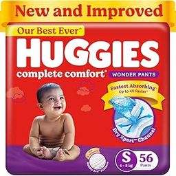Huggies Complete Comfort Wonder Pants | Pant Style Baby Diapers S Size, 56 Count | India's Fastest Absorbing Diaper, Patented Dry Xpert Channel, Ideal for 4 to 8 Kgs, 1 count-13