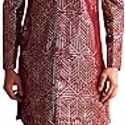 Men's Georgette Geometric Sherwani Set For Festive Celebrations-image-34