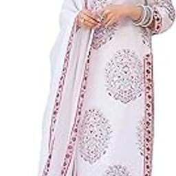 gosriki Women's Cotton Blend Floral Printed Straight Kurta with Pants & Dupatta (Cup-Off-White)-picture-21