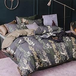 Mosho 220 TC Glace Cotton King 9 Feet Comforter Set Double Bed (Black Leaves)-image-22