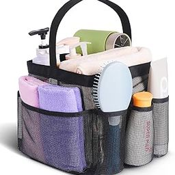 EUDELE Mesh Shower Caddy Portable For College Dorm Room Essentials, With 8-Pocket Large Capacity,Shower Bag Beach,Swimming,Gym, All Black-image-8