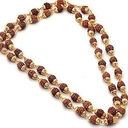 Rudraksha Golden Cap mala for japa and Rosary wear Energized with Mantra and Fashion wear Also-image-50