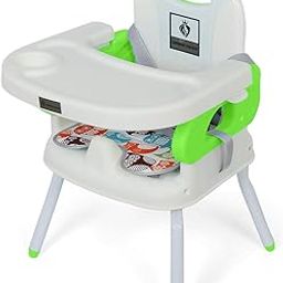 URBAN KINGS Deluxe Comfort 4 in 1 Folding Booster Seat High Chair Toddlers Booster Seat for Eating with 3-Point Harness Secures Baby Tightly While You Feed -Dishwasher Safe Tray (Green)-image-33