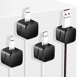 GadgetBite Magnetic Cable Organizer Clips – Self-Adhesive Wire Management Solution for Home and Office,Car,Desk, management Solution for Data Cable, Power Cords and more (Pack of 4)-Black-10