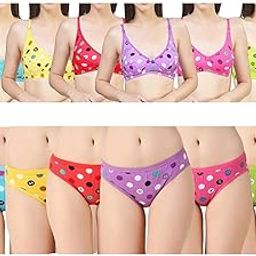 Women Lingerie Printed Bra Panty Set Honeymoon Dress Pack of 6-image-5