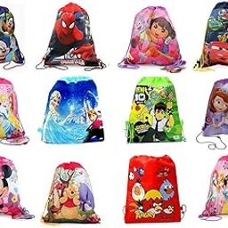 HASTAP Cartoon Character Printed Return Gift Haversack Bags for Kid Birthday Party - Pack of 12 (Assorted Color)-26