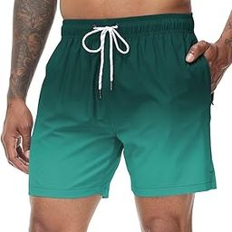 Men's Swim Trunks Gradient Color Quick Dry Beach Shorts with Zipper Pockets and Mesh Lining-image-54