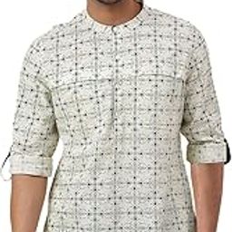 FabBasics Men Cotton Printed Slim Fit Short Kurta-image-45